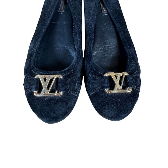 Louis Vuitton Black Suede LV Monogram Buckle Driving Loafer Size 37.5 - Picture 2 of 9